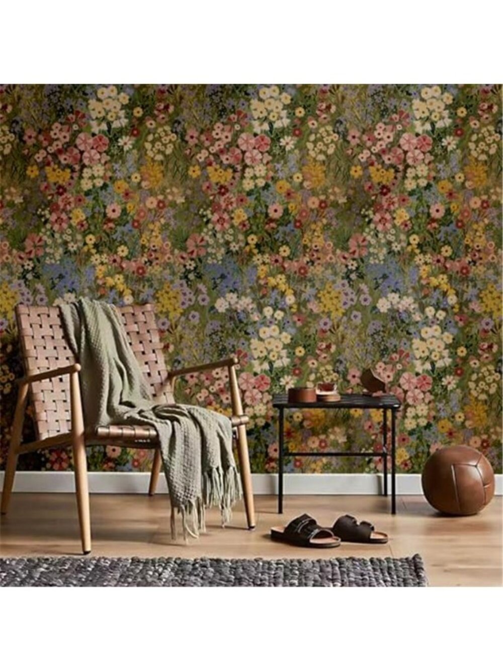 Peel Stick Wallpaper Removable Boho Floral Green Vinyl Waterproof Bedroom